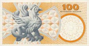 DKK Danish Krone kr 100 Bill Back