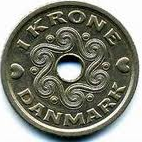 DKK Danish Krone kr 1 Coin Head