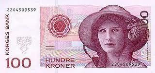 NOK Norwegian Krone $100 Bill Front